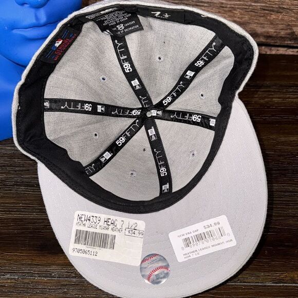 New Era 59Fifty Florida Marlins Heather Grey Fitted sz7.5 - Picture 6 of 7